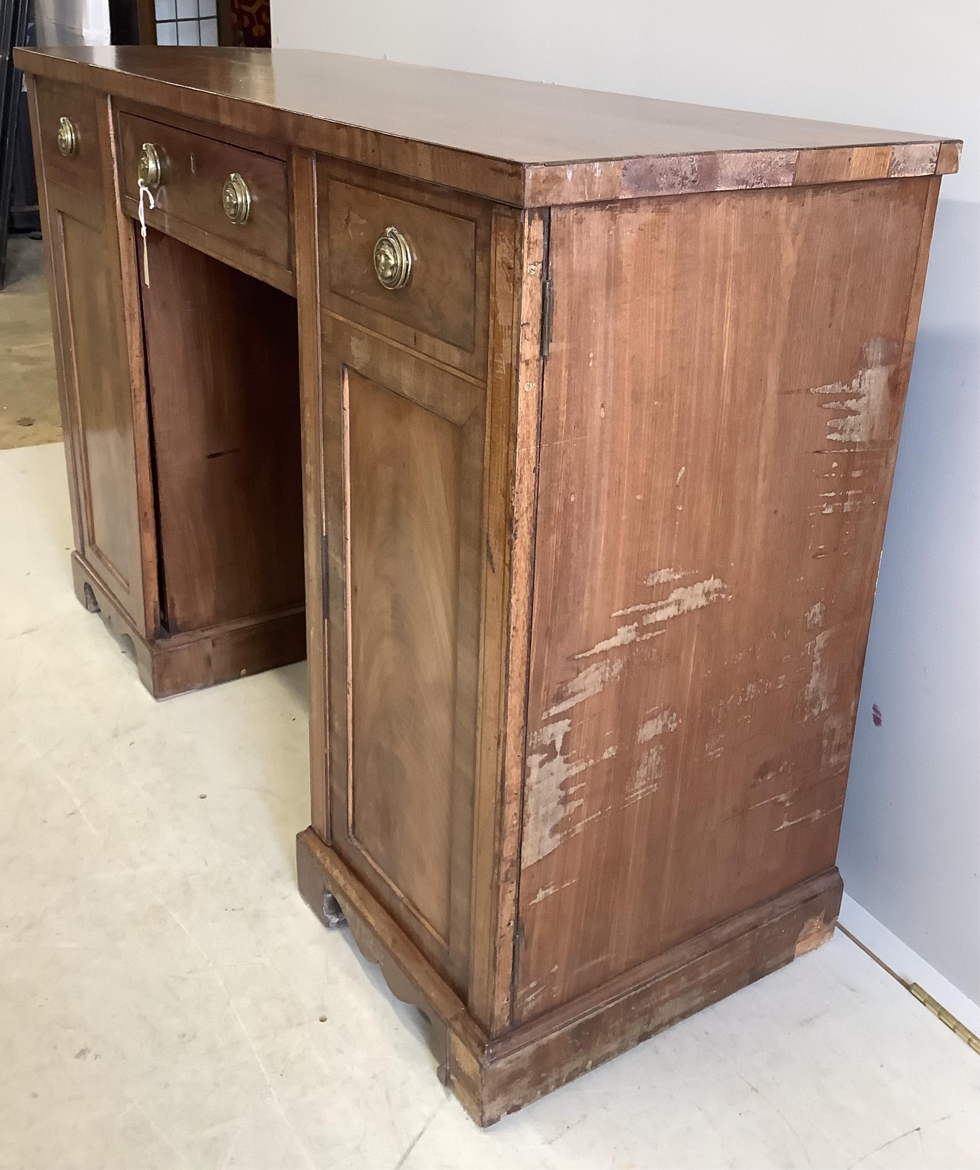 A George IV mahogany sideboard, width 132cm, depth 49cm, height 91cm. Condition - fair